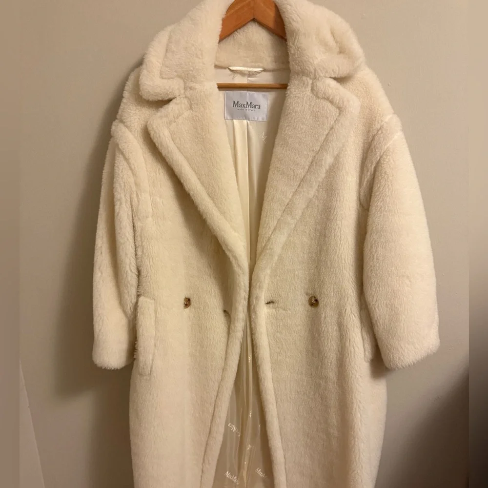Max Mara Teddy Bear Icon Coat White- Size S - Picture 5 of 11